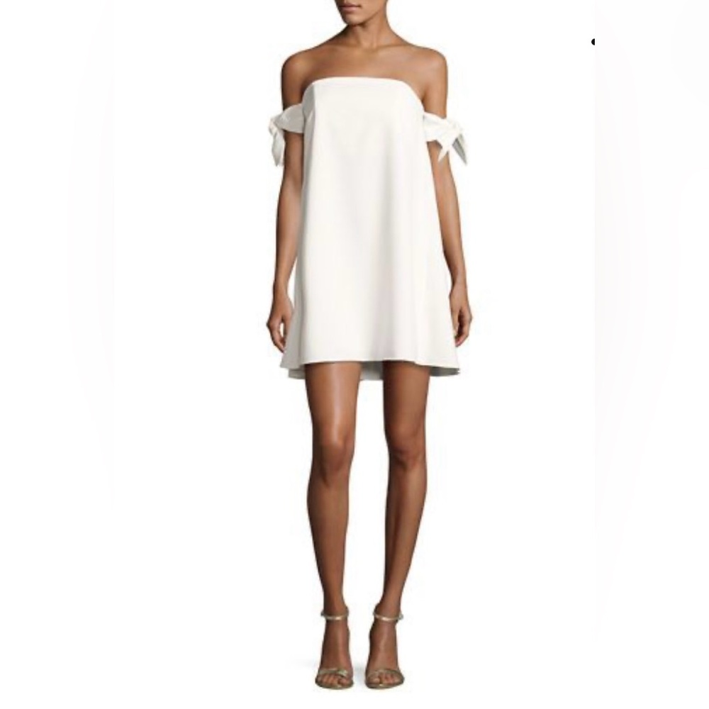 MILLY Jade Off-the-Shoulder Italian Cady Swing Dress